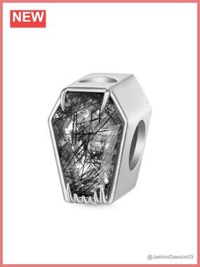 925 Sterling Silver Coffin Charm Bead Gothic Punk Bracelet Necklace
